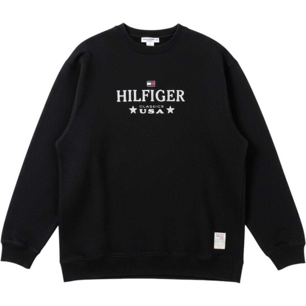 Tommy Hilfiger Sweatshirt Mens XL Black Good Vintage 90s Classics USA Logo